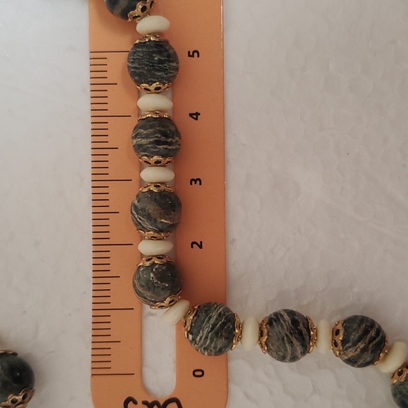 COPY - HANDMADE Green Zebra Jasper Bead & 14K Gold Handmade Necklace & Earrings - Picture 7 of 11